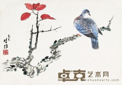 方楚雄 红叶鸽子 34.5×50cm