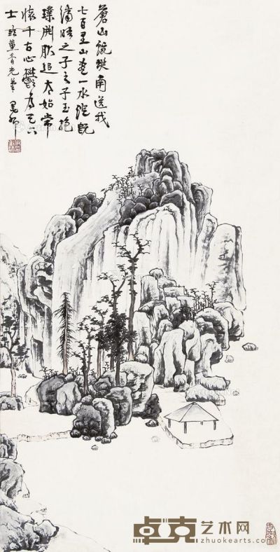 墨卿 水墨山水 72×36cm