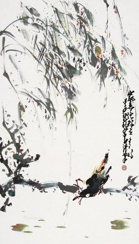 赵少昂 柳叶八哥