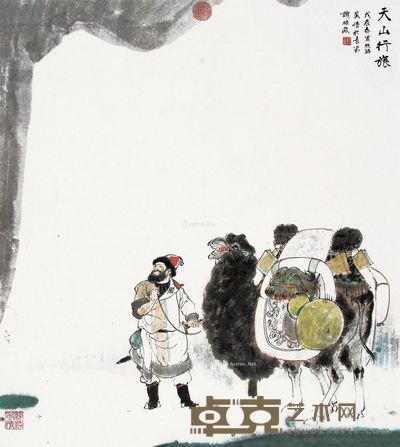 谢振瓯 天山行旅 74×67cm