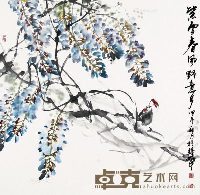 郑建国 紫藤春风 68×68cm