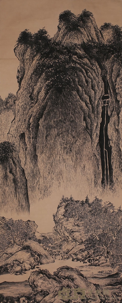 汪洋 仿溪山行旅图 171*69cm