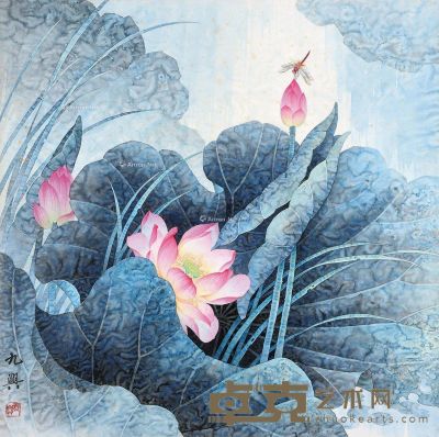 王九兴 蜻蜓荷花 81×81cm