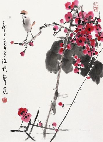 郑乃珖 梅花小鸟