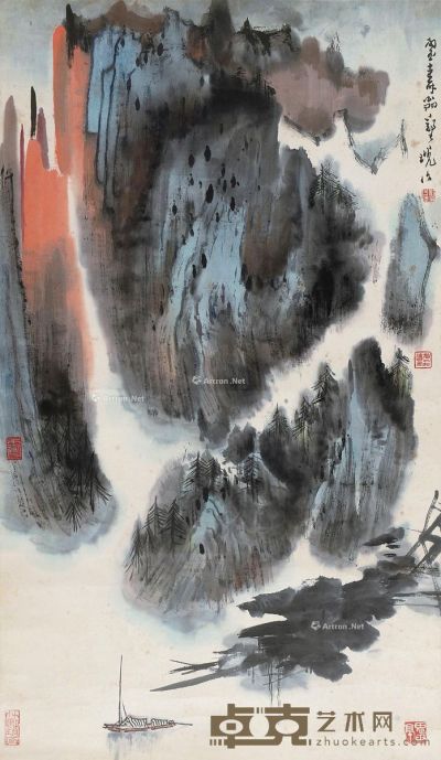 郑乃珖 峡江帆影 83×48cm