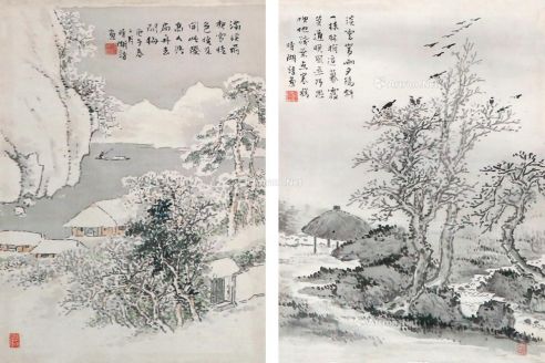 费晴湖 山水