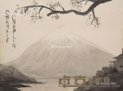 富士山风景 镜心 水墨纸本 22×30cm