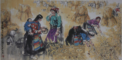 史国良《丰收图》 136×68cm