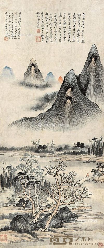 黎简 山水 115×48cm