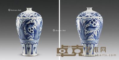 元 青花鱼藻纹梅瓶 43×5.3×14cm