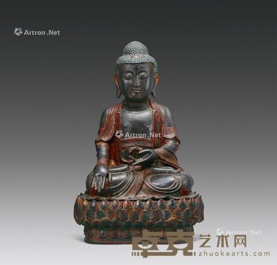明 铜漆金佛像 高60cm