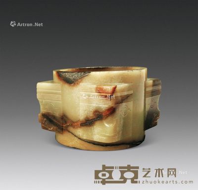 商 黄玉人面玉琮 7×5.3cm