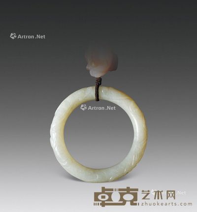清早期 白玉螭龙环 直径6cm