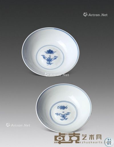 明万历 青花宝象花纹盘 (一对) 12.5×4cm