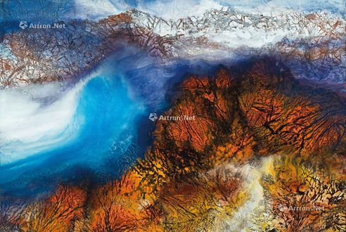 詹金水 2014年作 瑞雪秋韵 综合媒材 画布