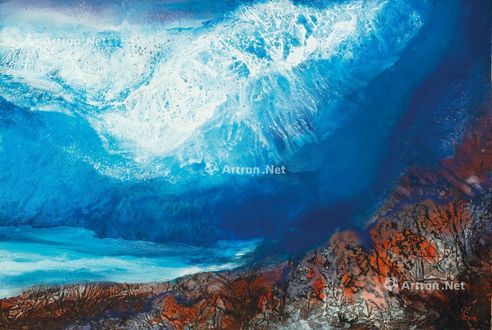 詹金水 2014年作 冰峰雪谷 综合媒材 画布