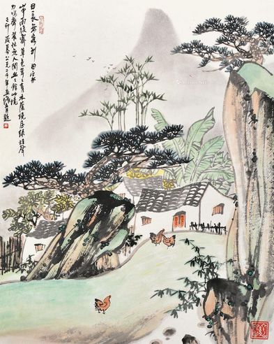 朱修立 山居图