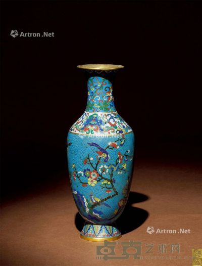 “喜上眉梢”景泰蓝花瓶 高30cm；口径8cm；重1265g