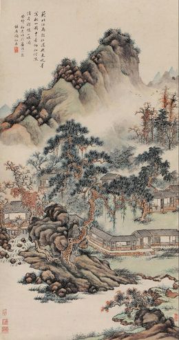 陶绍源 山斋读书图