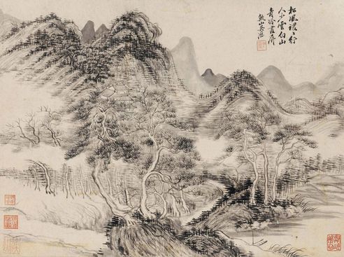 吴历 松岗孤寺