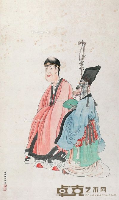 陈缘督 龙王礼佛图 124×65cm