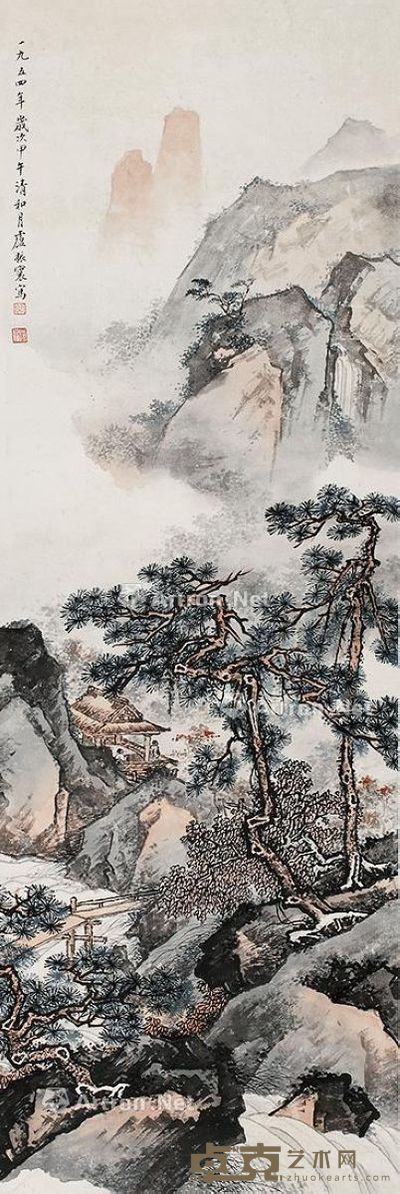 卢振环 山水人物 103×34cm