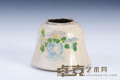 晚清 紫砂白釉加彩水洗 高：5.5cm