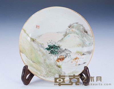 清代 浅绛彩小盘 径:13cm