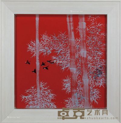 朱文 “竹”高温色釉瓷板 宽55cm;高56cm