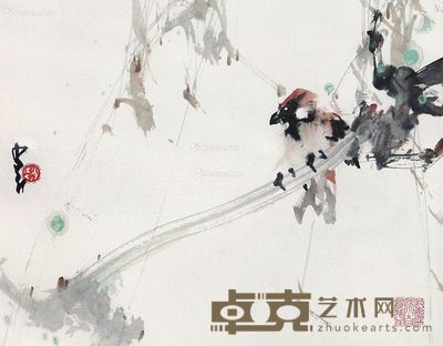 赵少昂 花鸟 29×37cm
