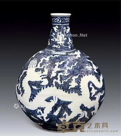 明宣德 青花龙纹瓶 高48cm