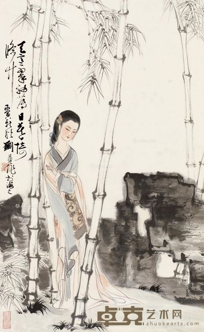 刘旦宅 修竹仕女图 96×59cm