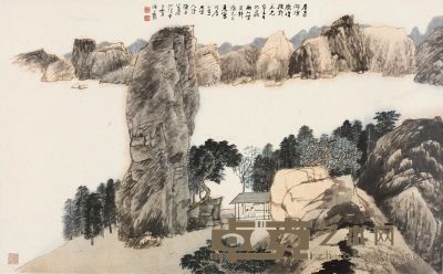 江兆申     1989年作 川原小景 镜片 设色纸本 62×100cm