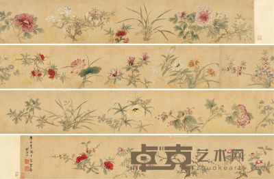 孙克弘     1600年作 花卉卷 手卷 设色纸本 19×447cm
