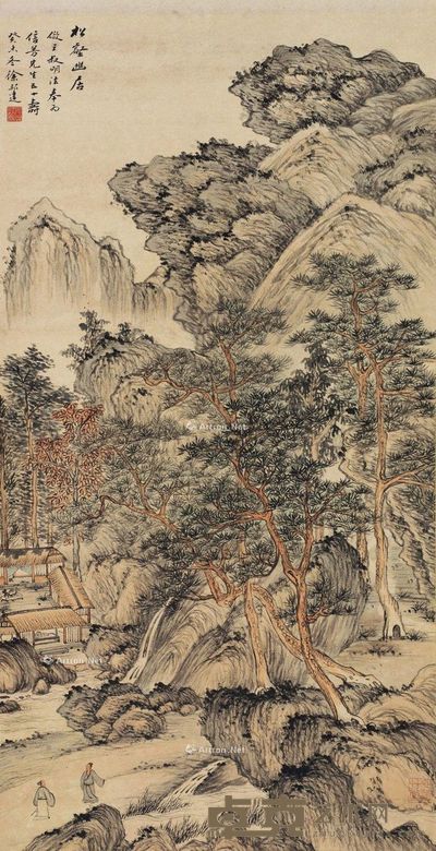 徐邦达 1943年作 松鹤幽居 立轴 水墨纸本 90×46cm