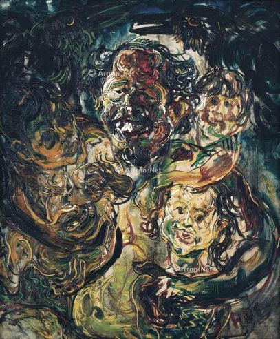 阿凡迪 1959年作 阿凡迪与孙儿 油彩 画布