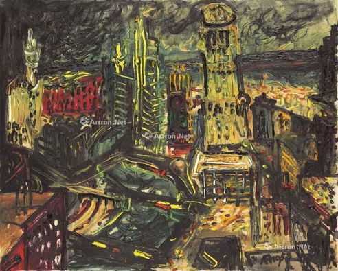 阿凡迪 1958年作 芝加哥城市风景 油彩 画布
