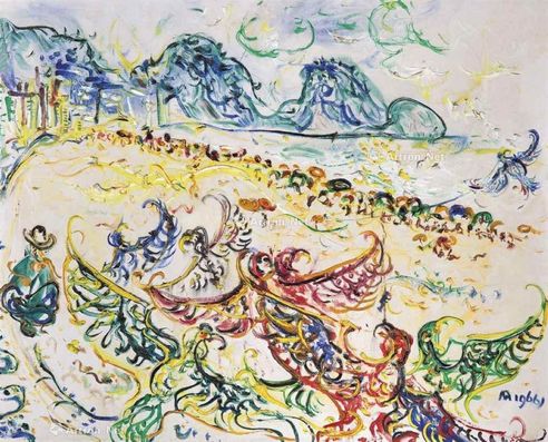 阿凡迪 1966年作 科巴卡巴那的风筝卖家 油彩 画布