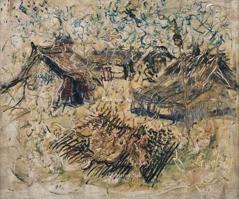 阿凡迪 1963年作 晒鱼 油彩 画布