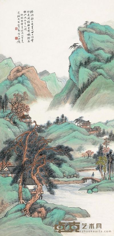 汪琨 山荫高士 133×65cm