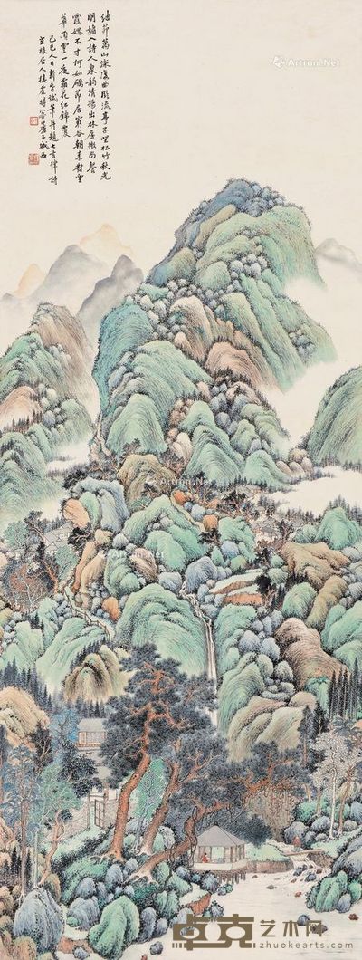 楼辛壶 秋山读书 149×57cm