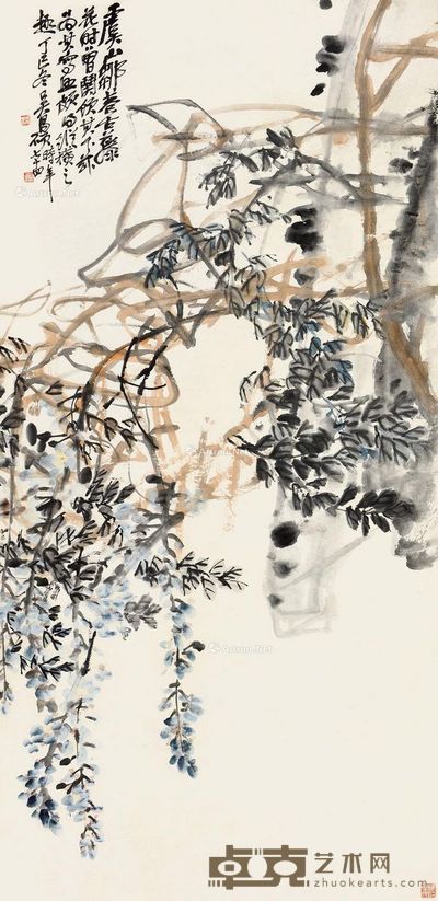 吴昌硕 邹巷古藤 138×66cm