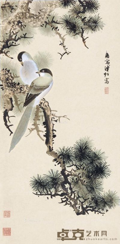 溥佐 松间啼鸟 85×44cm