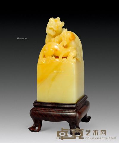 双色芙蓉子母兽大方章 4.2×4.2×9.0cm
