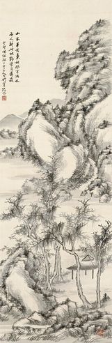 沈竹宾 疏林晚秋图