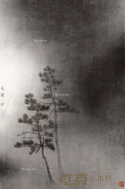 朱建忠 双松图 67×45cm