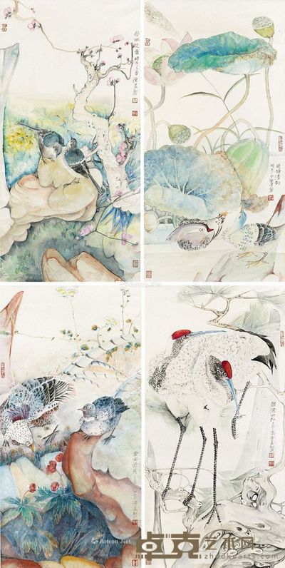 高德星 花鸟 68×34cm×4