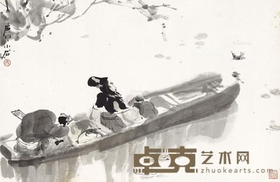 傅小石 泛舟图 44×68cm