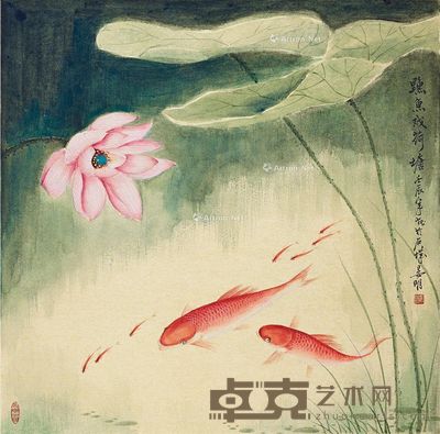 晏明 鲤鱼戏荷塘 50×50cm