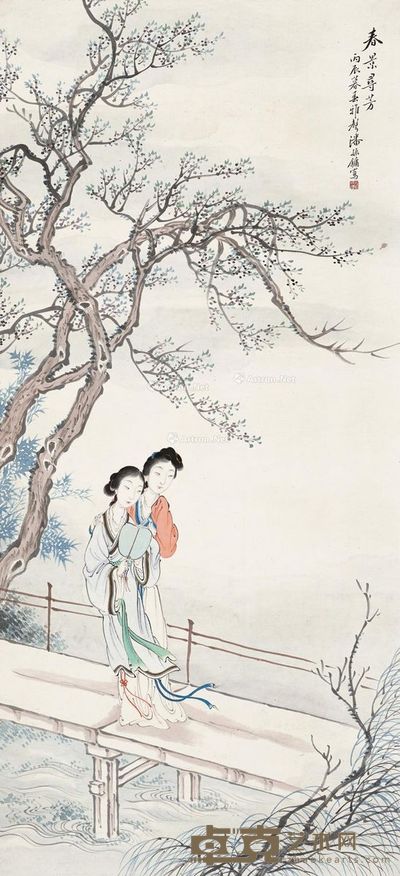 潘振镛 春景寻芳 118×49cm